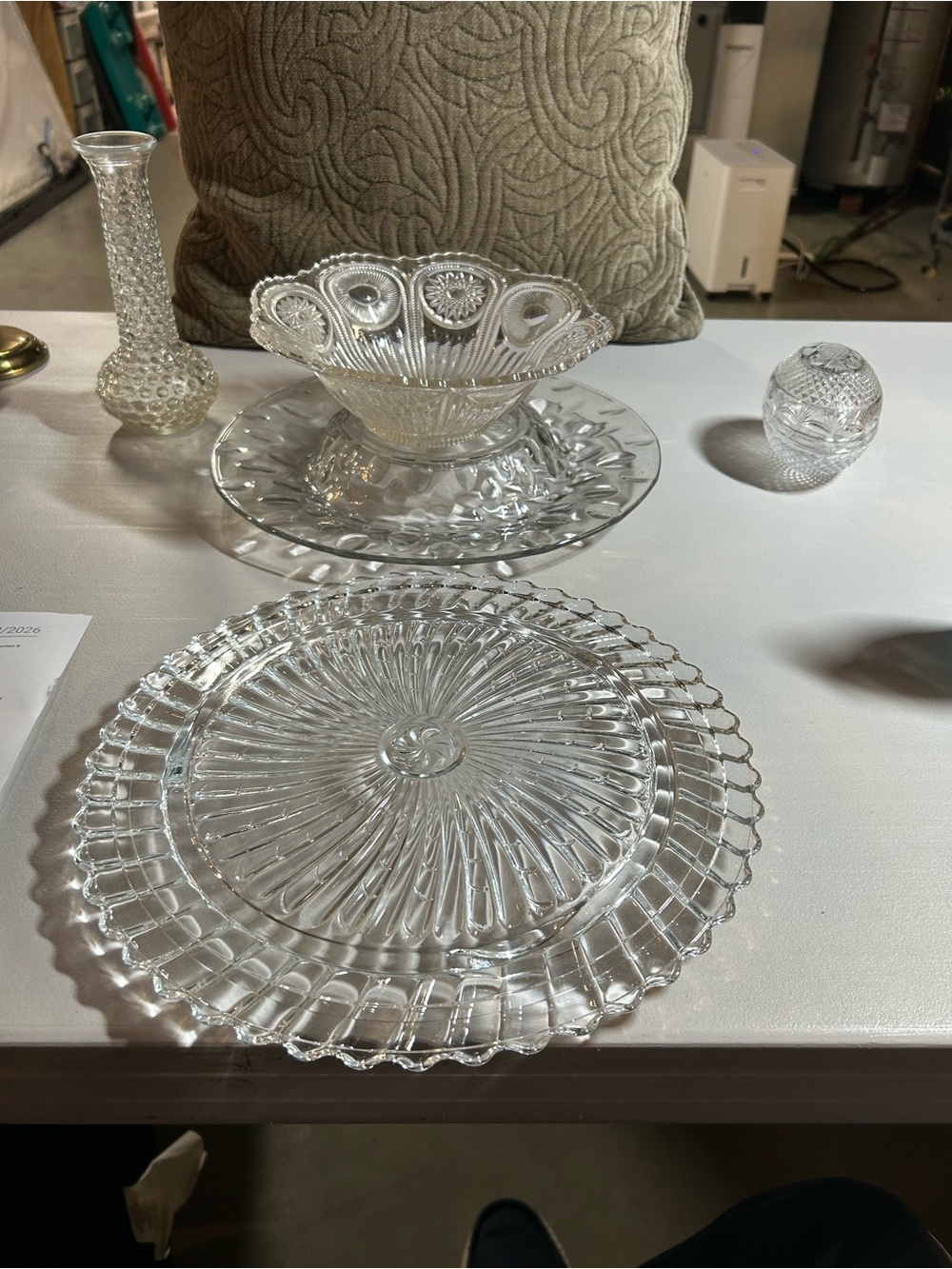 Avon Clear Pressed Glass Serving Plate & Decorative Bowl Set